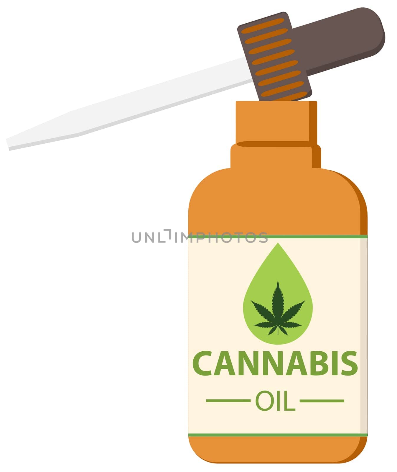 cannabis cannabidiol oil medicine leaf formula bottle chemistry illustration