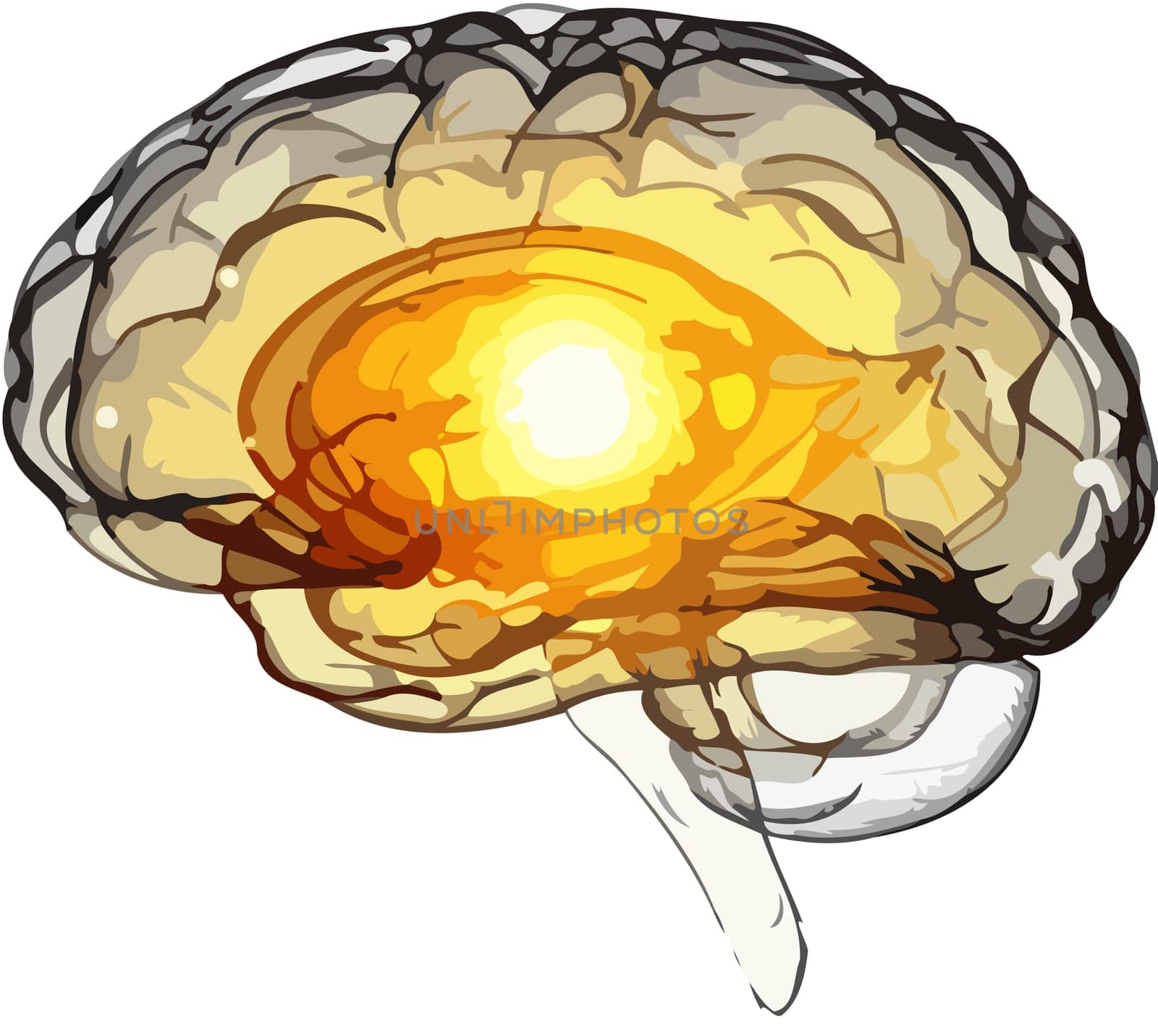 brain light internal memory think neurology illustration