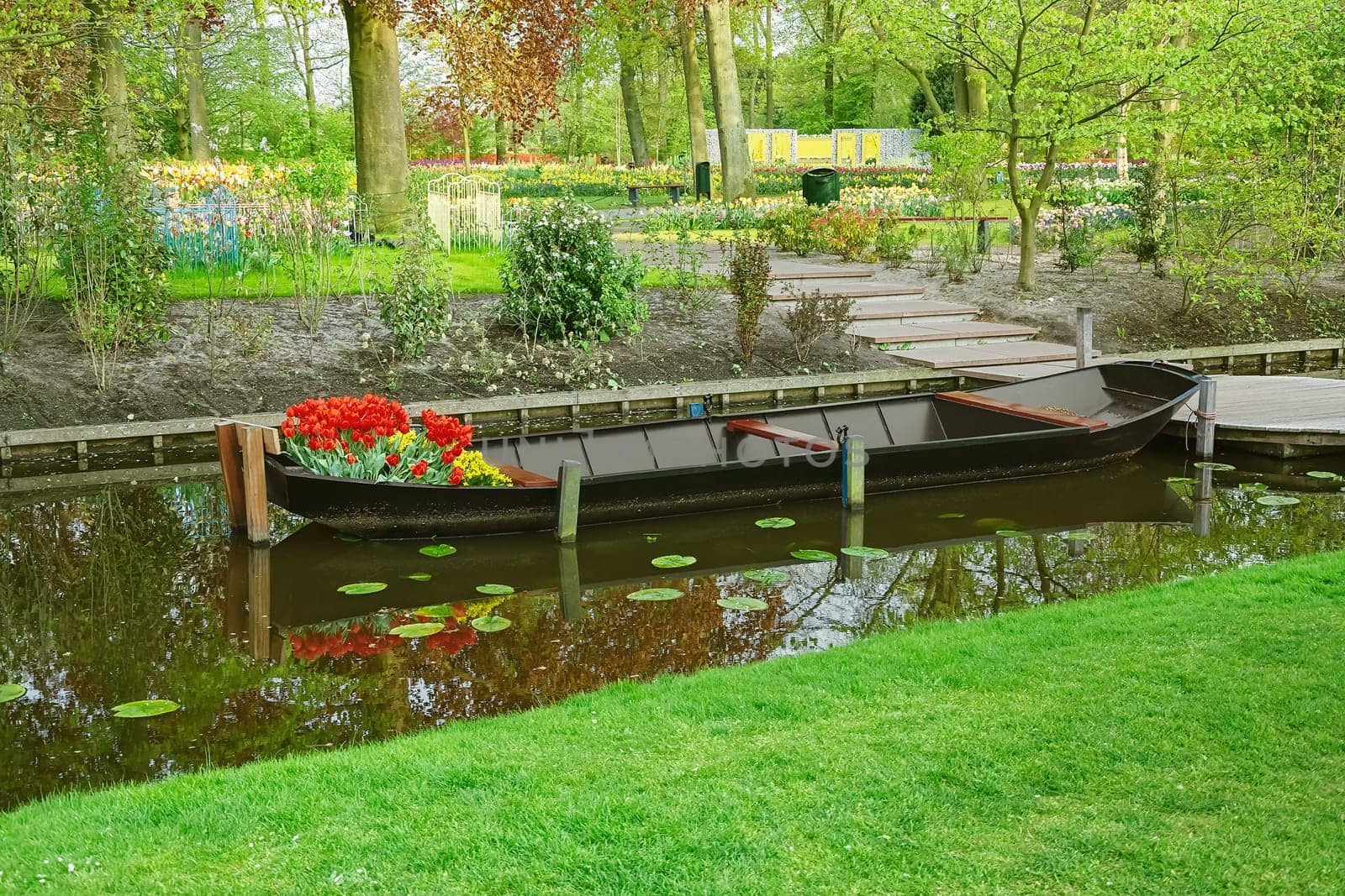 Boat with flowers on the canal