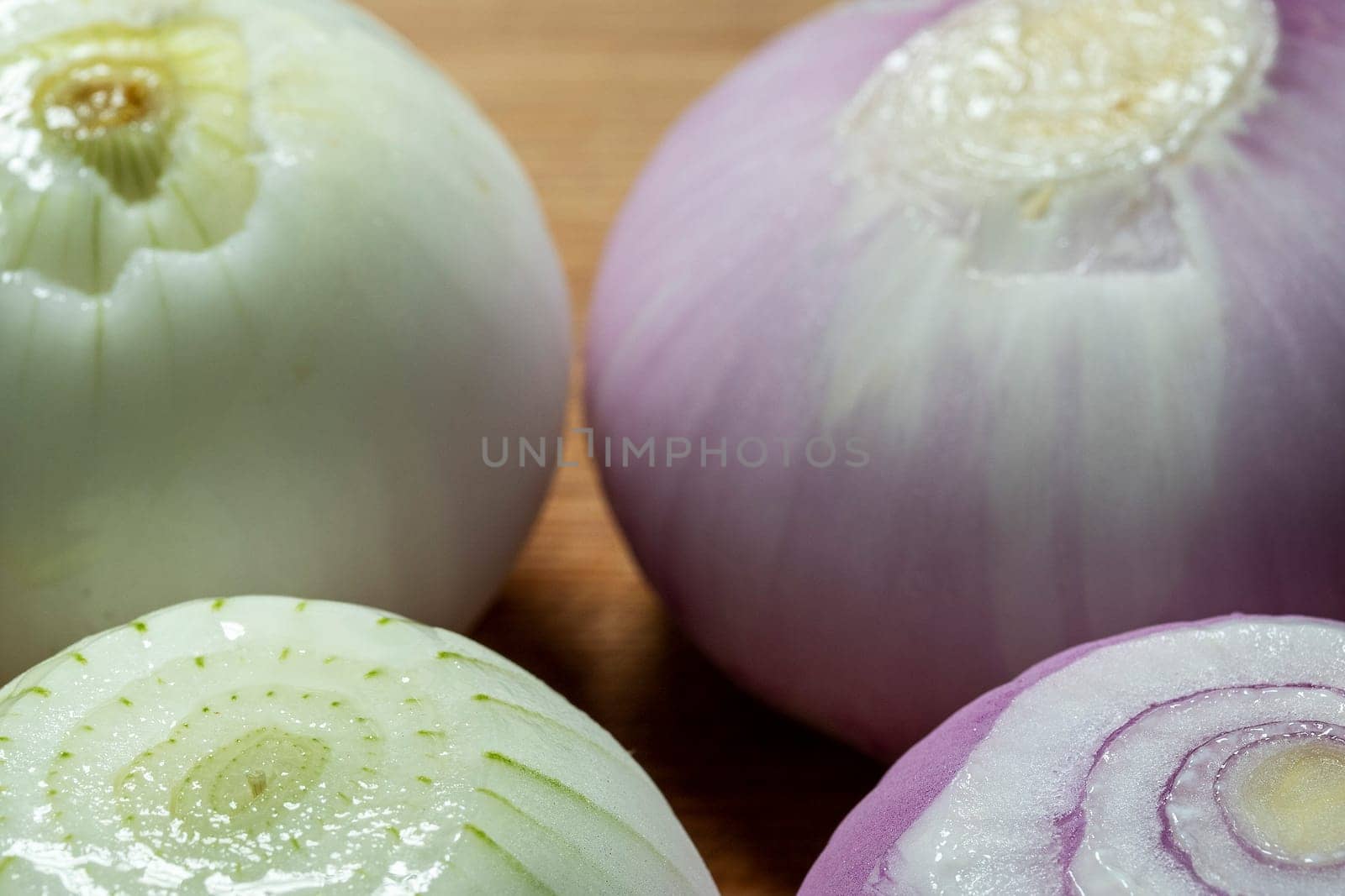 peeled onion raw white and purple vegetable fresh macro