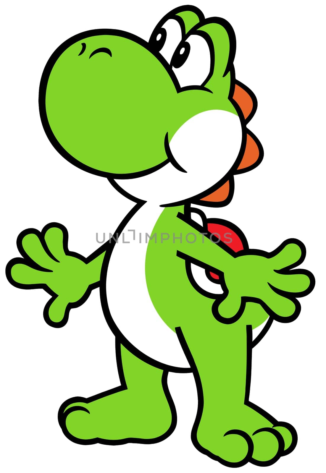 yoshi green dinosaur character posing adventure illustration