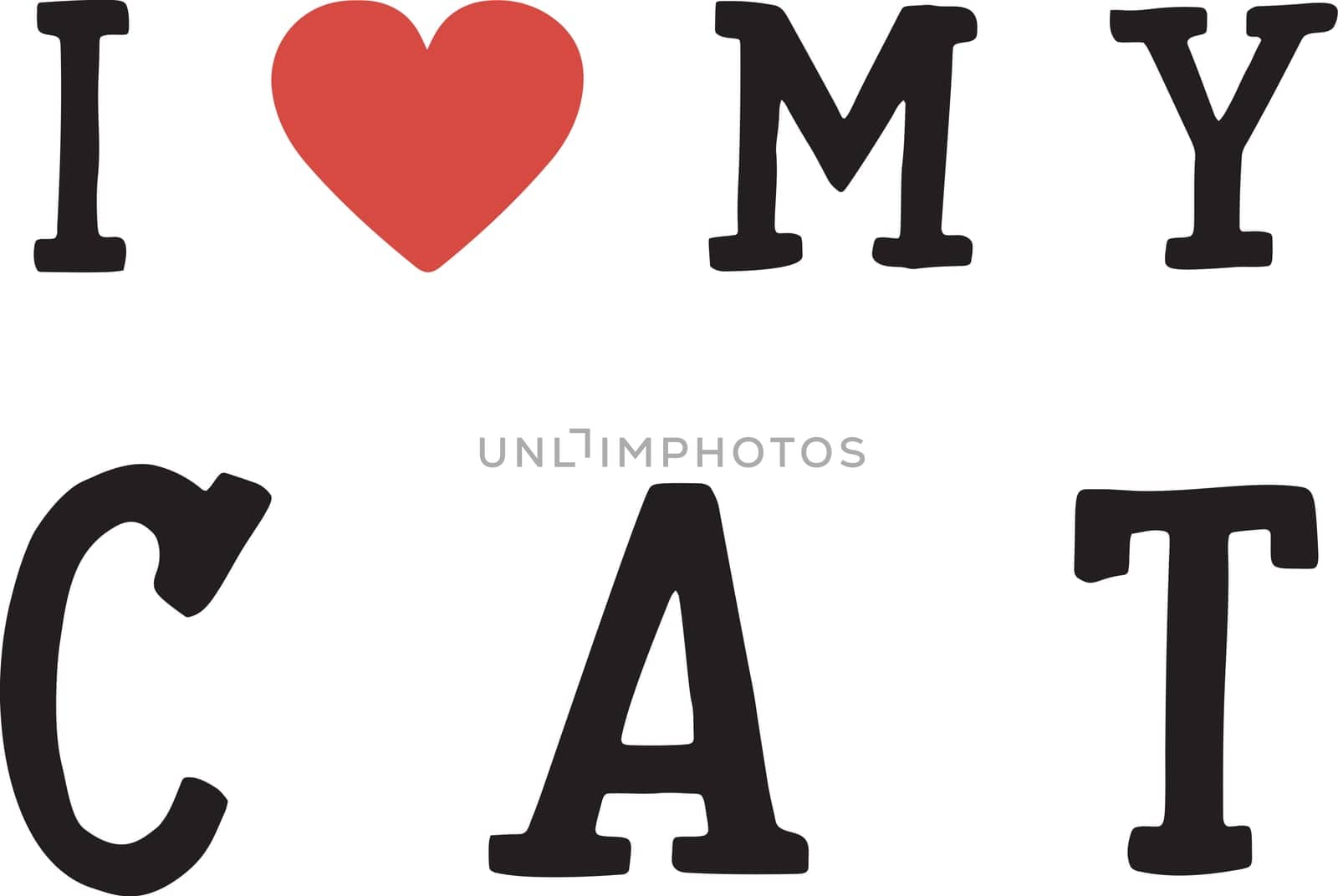 i love my cat heart text illustration