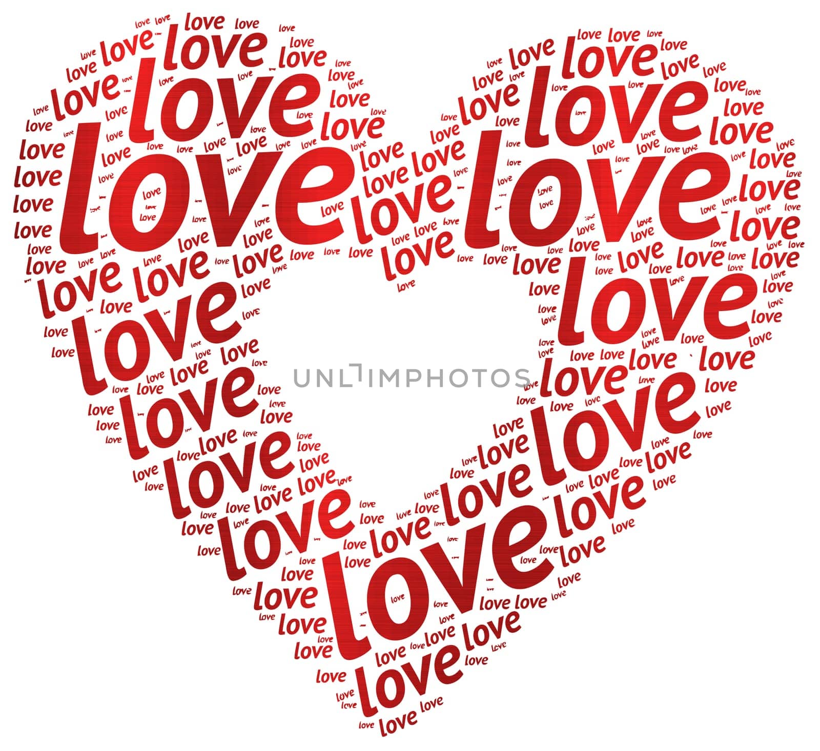 love heart text many shape red illustration metallic