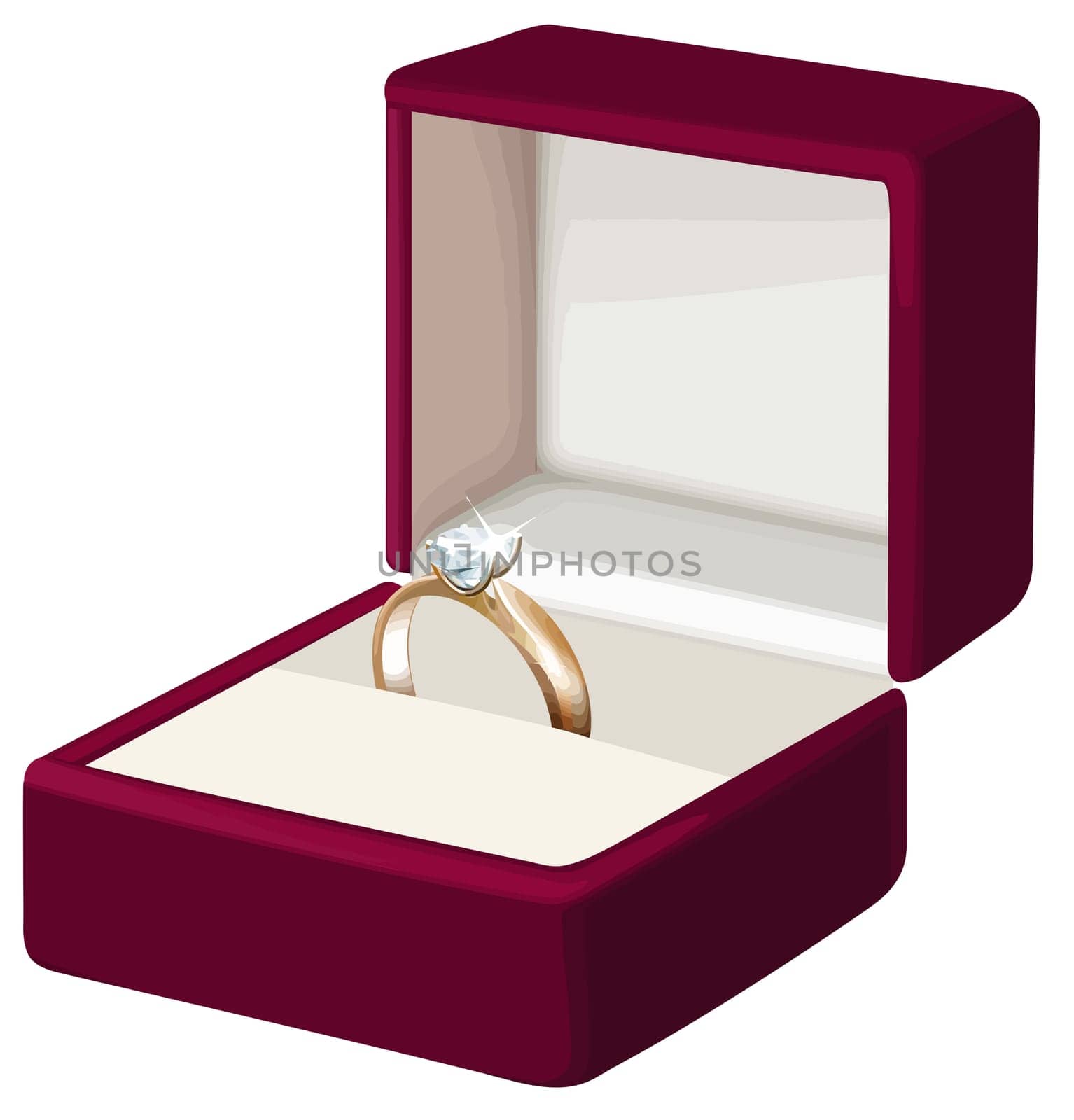 wedding ring in box engagement gold diamond shiny illustration