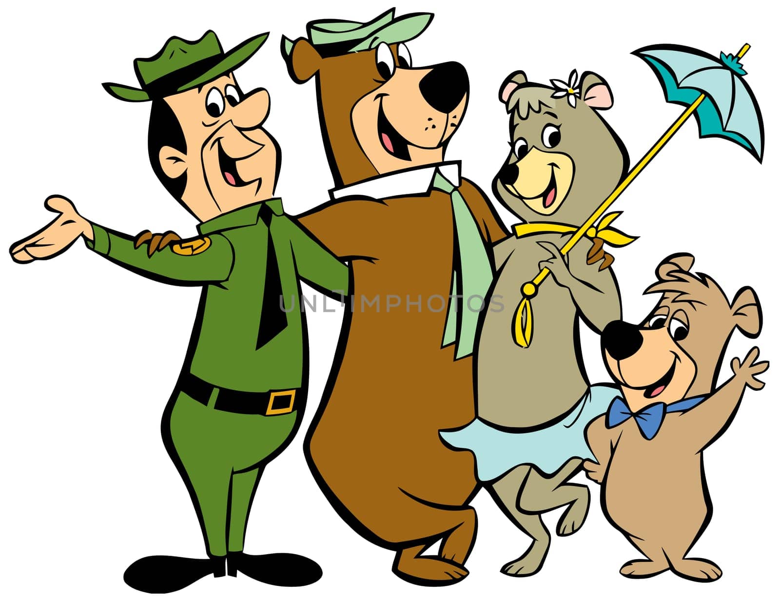 Yogi Bear character friends Jellystone Park  brown cartoon funny  illustration