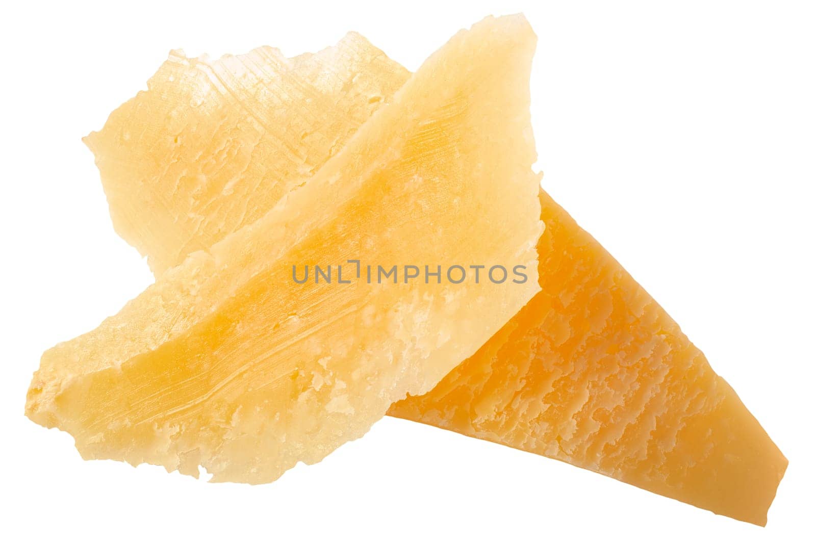 Parmesan cheese flakes or shavings, isolated