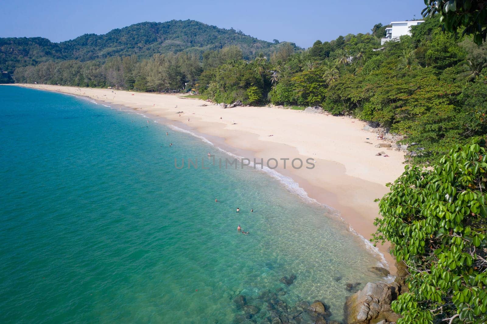 Aerial view of beautiful Naithon Beach in Phuket, Thailand