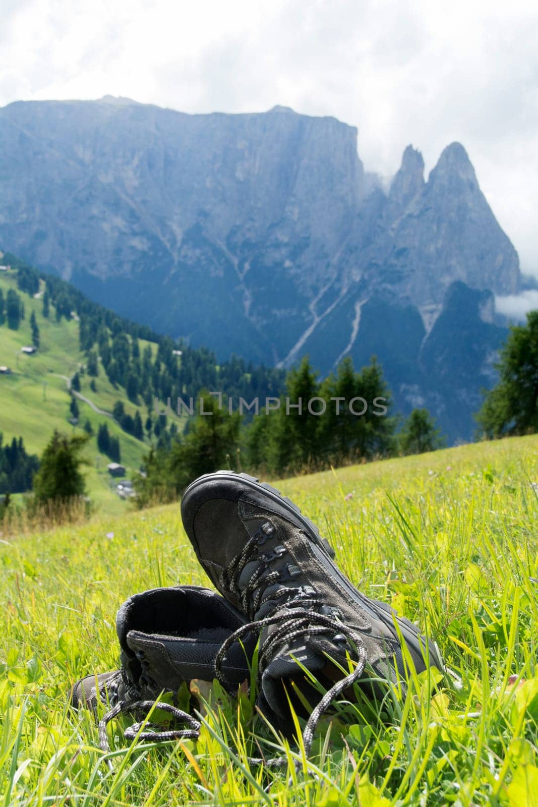 trekking shoes at the seiser alm in italy