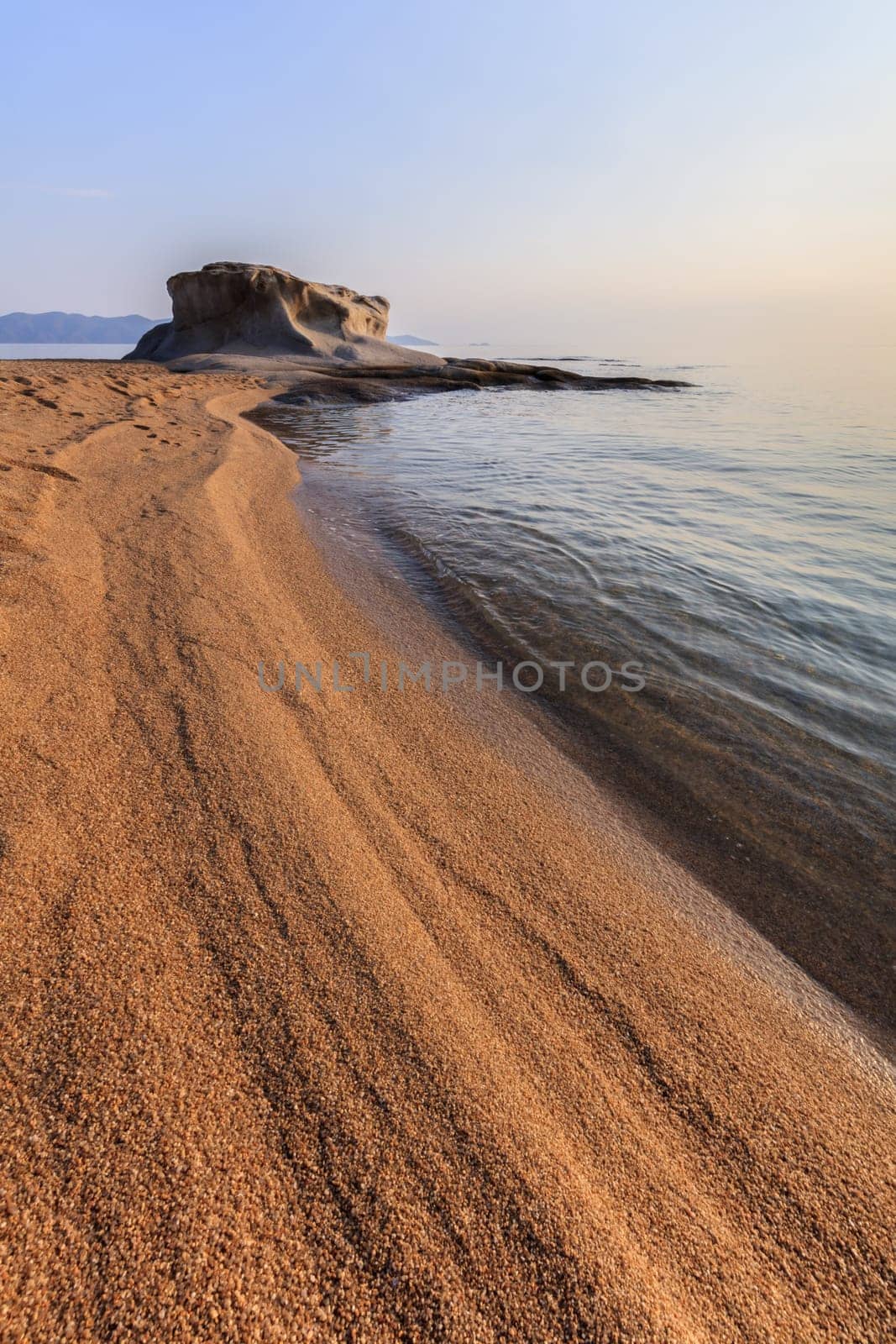 beautiful kakoudia beach at sunrise. Ierissos Grecce