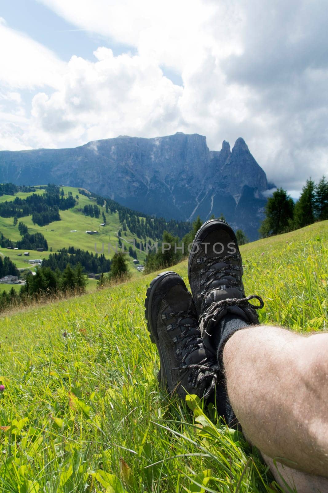 trekking shoes at the seiser alm in italy