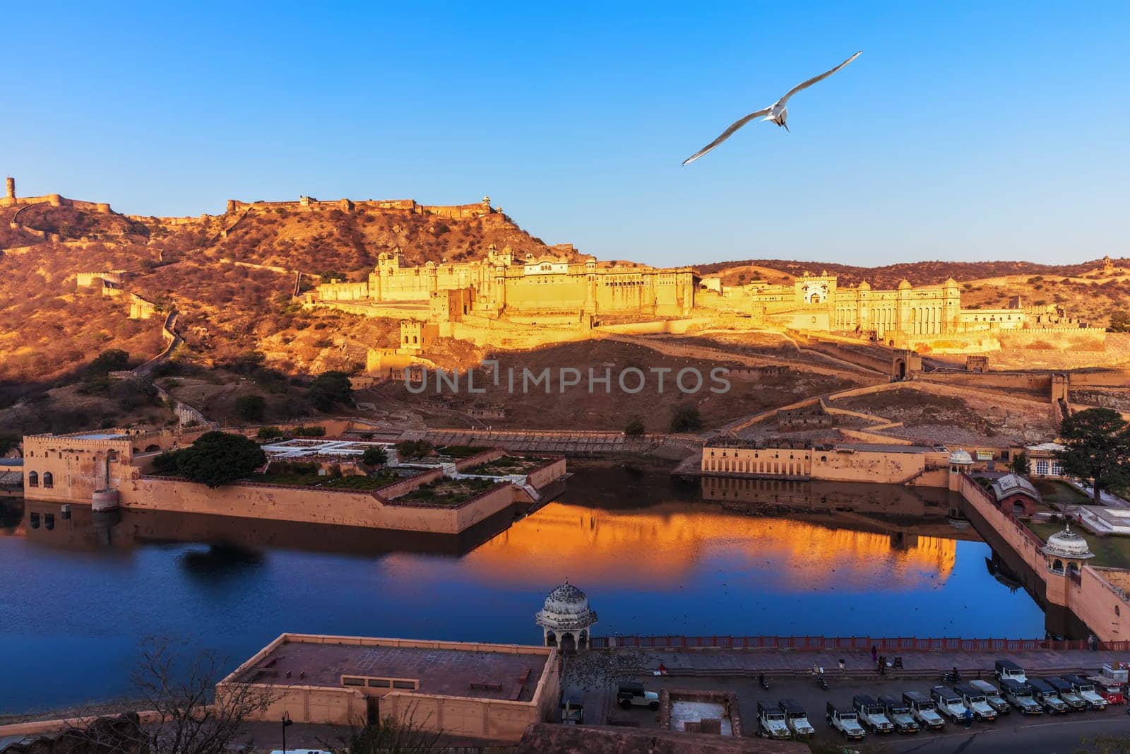 Amber Fort full view, Jaipur in Rajasthan, India.