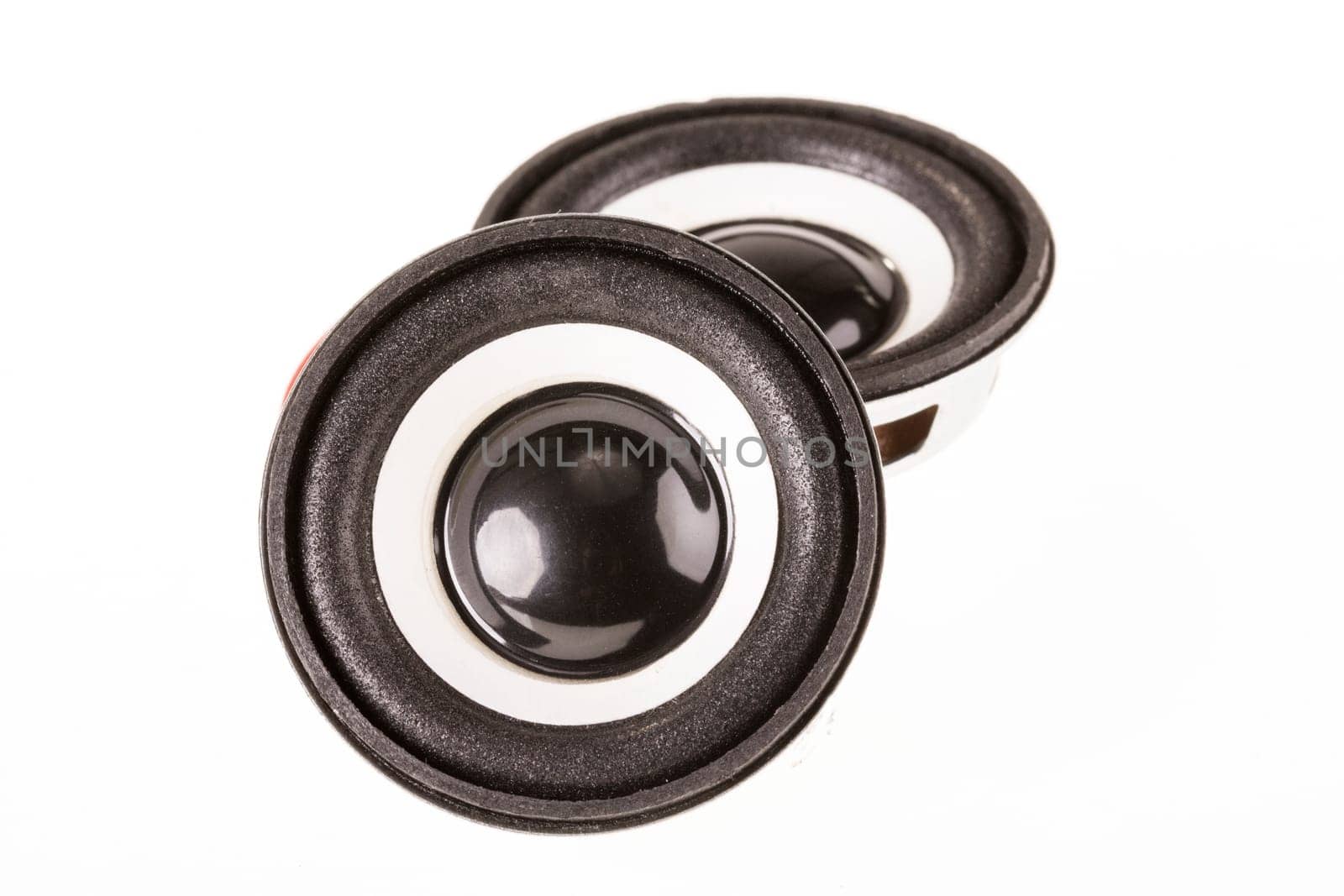 Sound speaker in closeup isolated