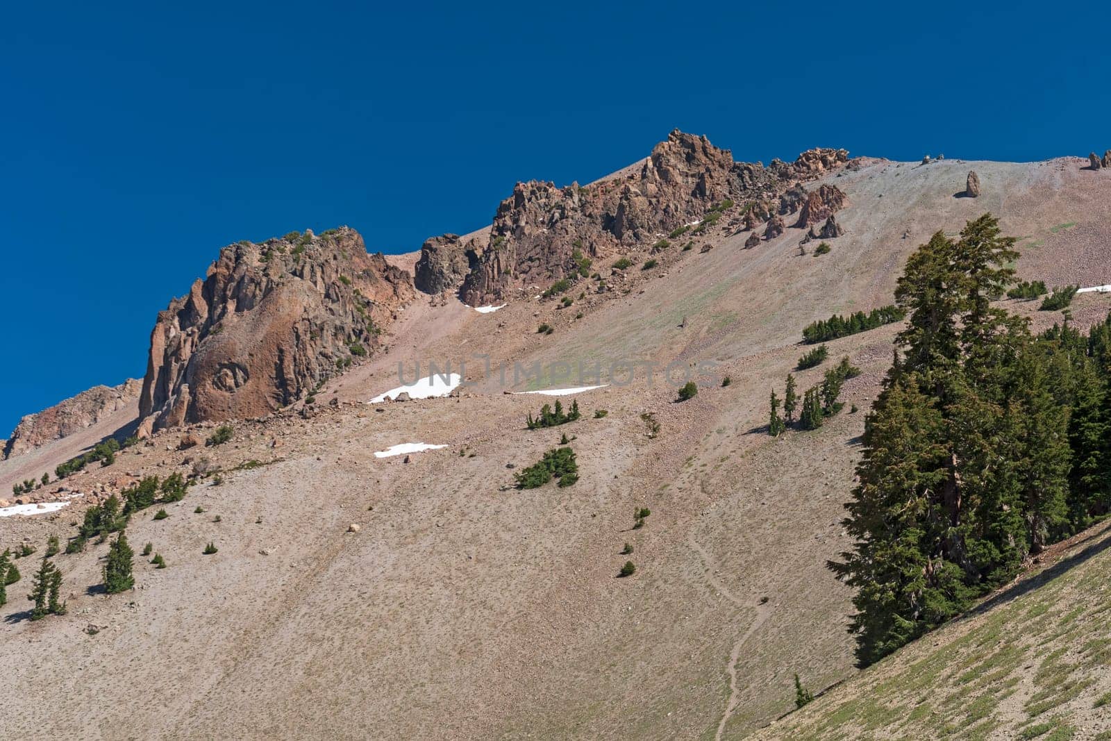 Looking up to the Top of Mt Lassen in Lassen Volcanic National Park in California