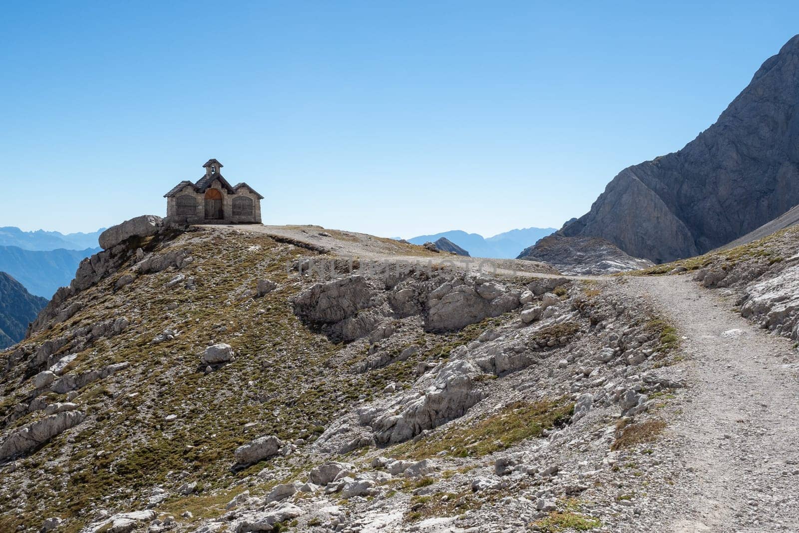 A small church in the Dolomites. Italy.