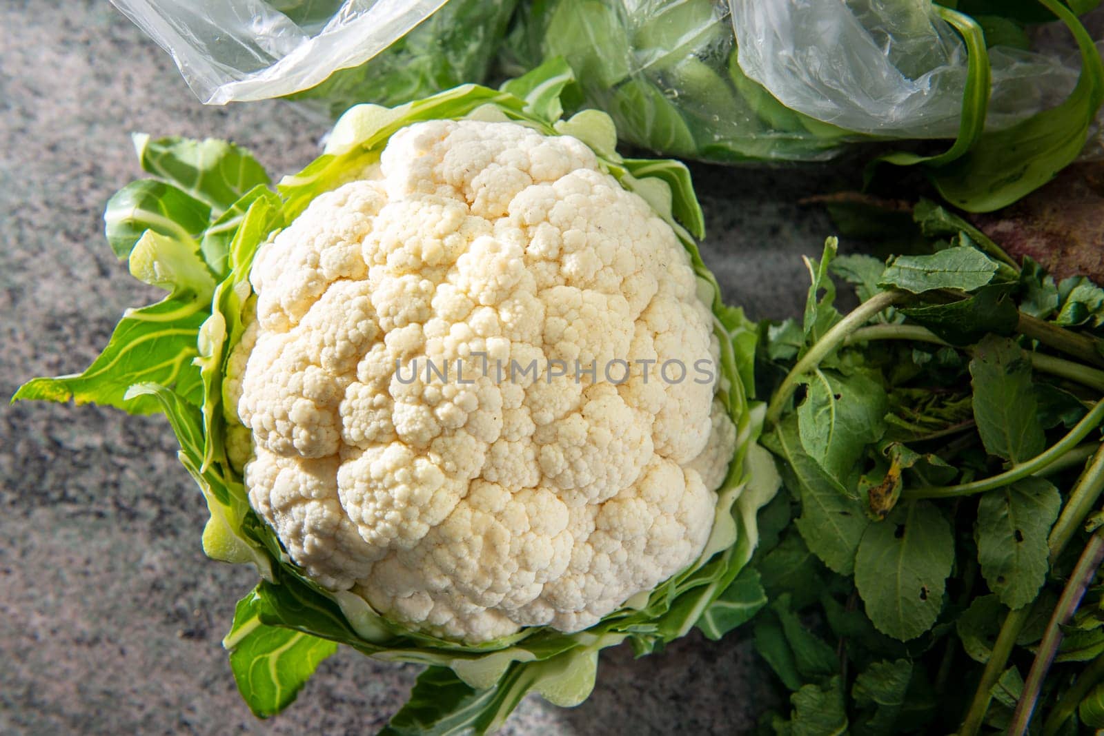 a delicious organic cauliflower on the table