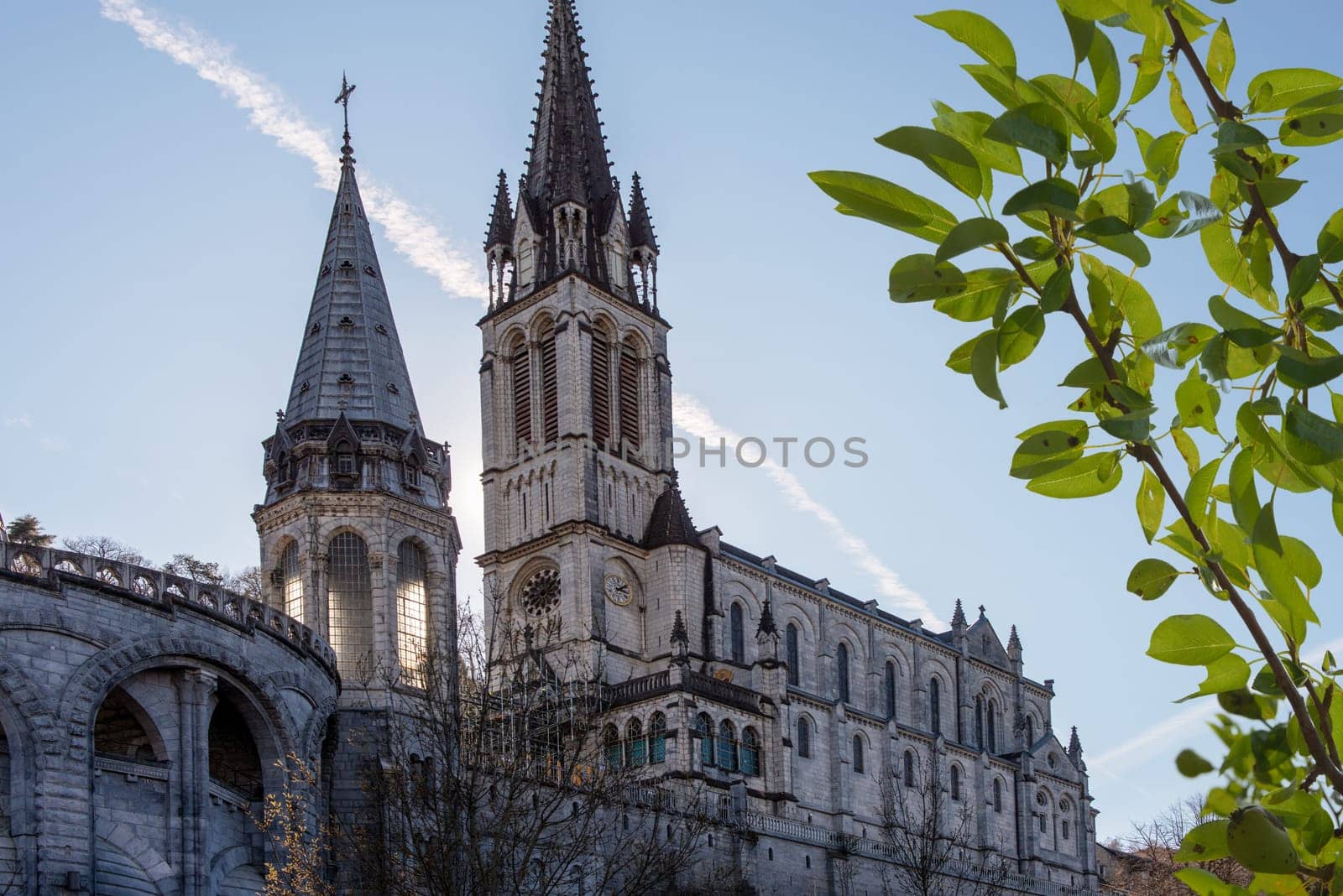 a view of the cathedral-sanctuary of Lourdes (France)