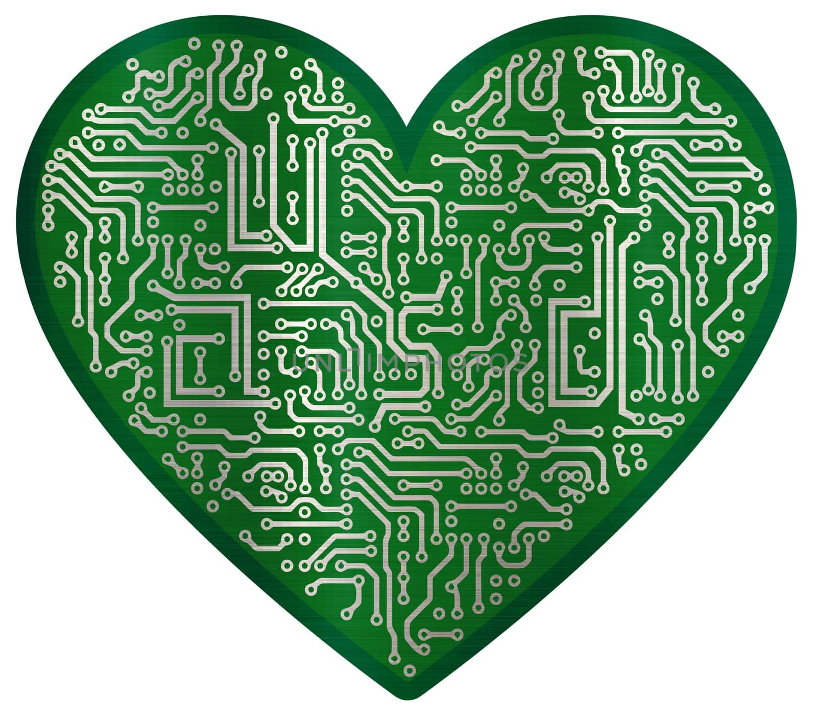 tech circuity electronic heart shape connection board metallic illustration