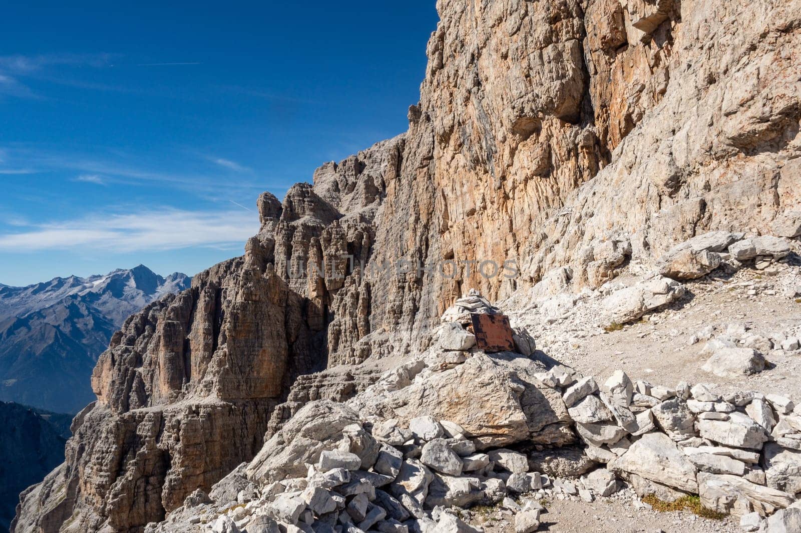 View of the mountain peaks Brenta Dolomites. Trentino, Italy