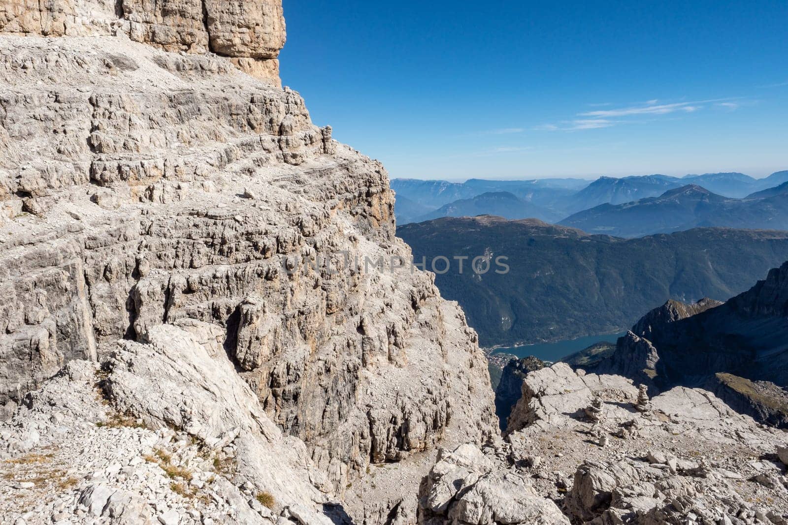 View of the mountain peaks Brenta Dolomites. Trentino, Italy