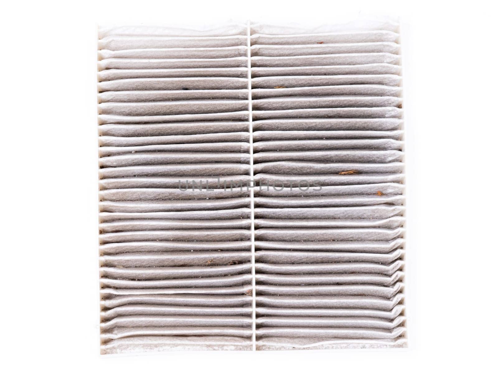 dirty car air conditioning filter isolated on white background
