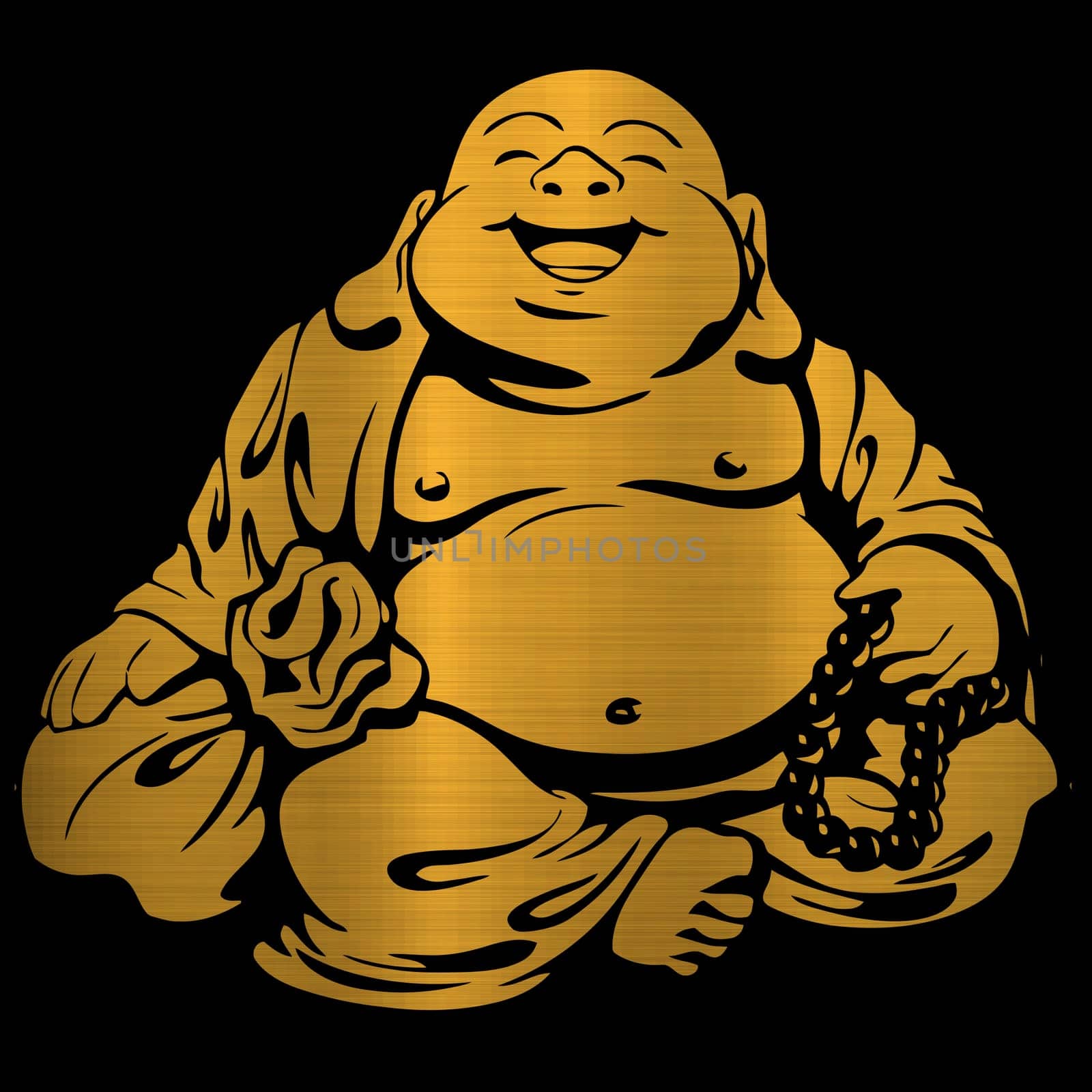 smile happy buddha illustration lucky prosperity metallic golden