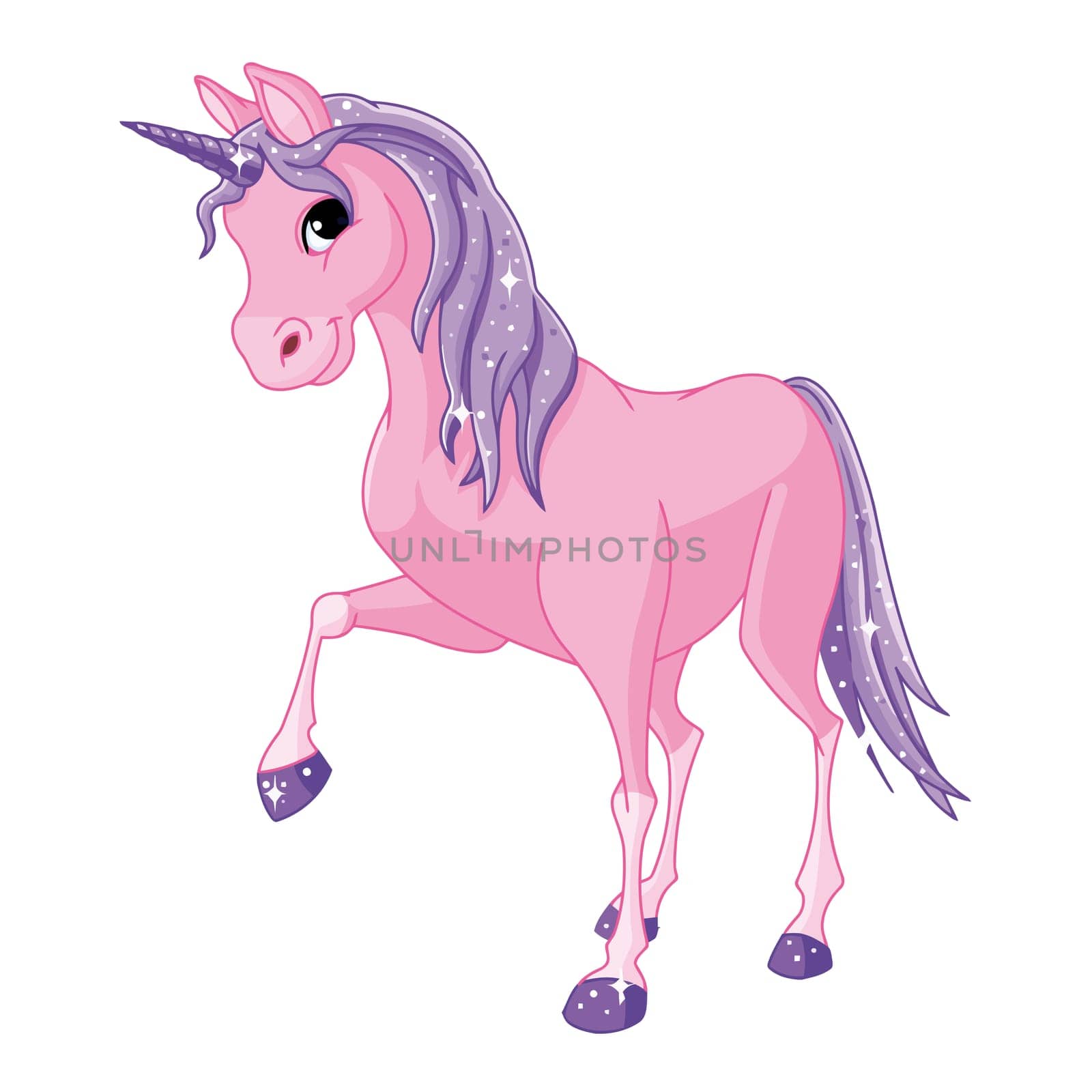 unicorn pink party fairy tale magic cute white illustration