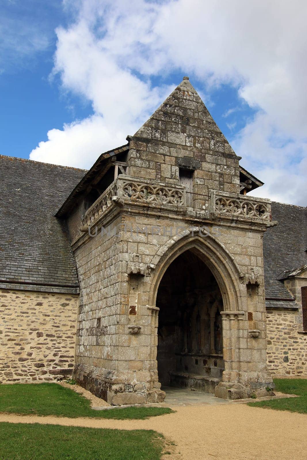Plouha, France, August 15, 2019: Chapel of Kermaria an Iskuit from 13th century, Plouha, Brittany, France