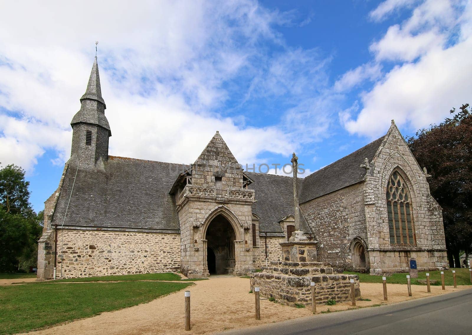 Plouha, France, August 15, 2019: Chapel of Kermaria an Iskuit from 13th century, Plouha, Brittany, France