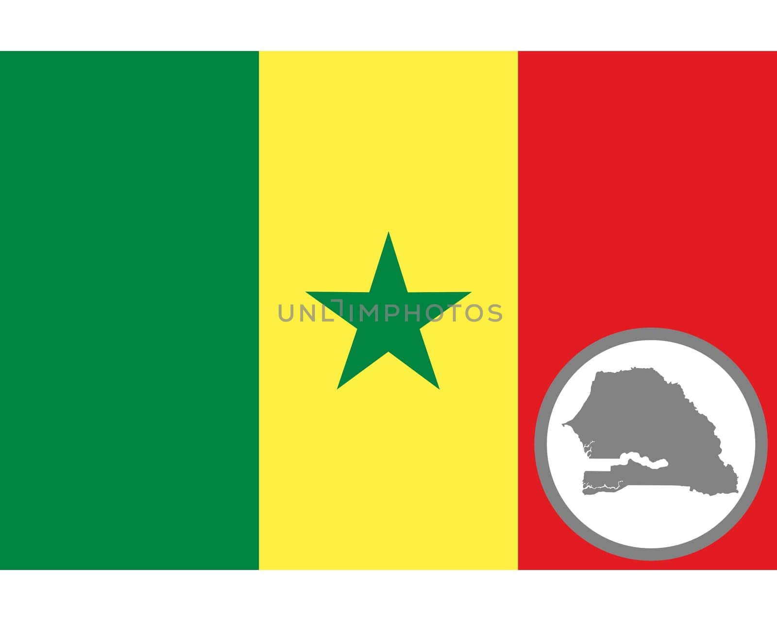 Fahne und Landkarte des Senegal