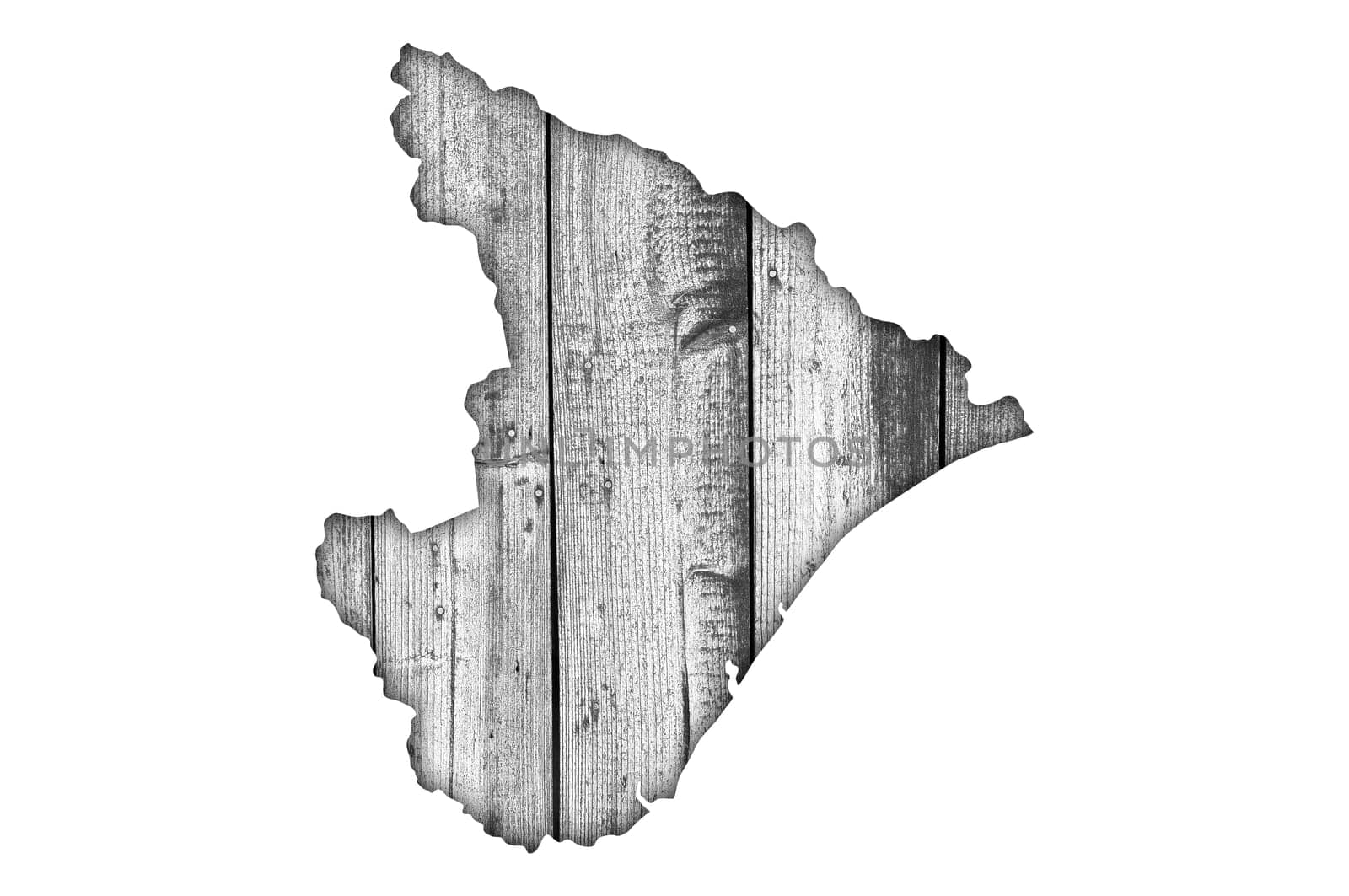 Map of Sergipe on weathered wood