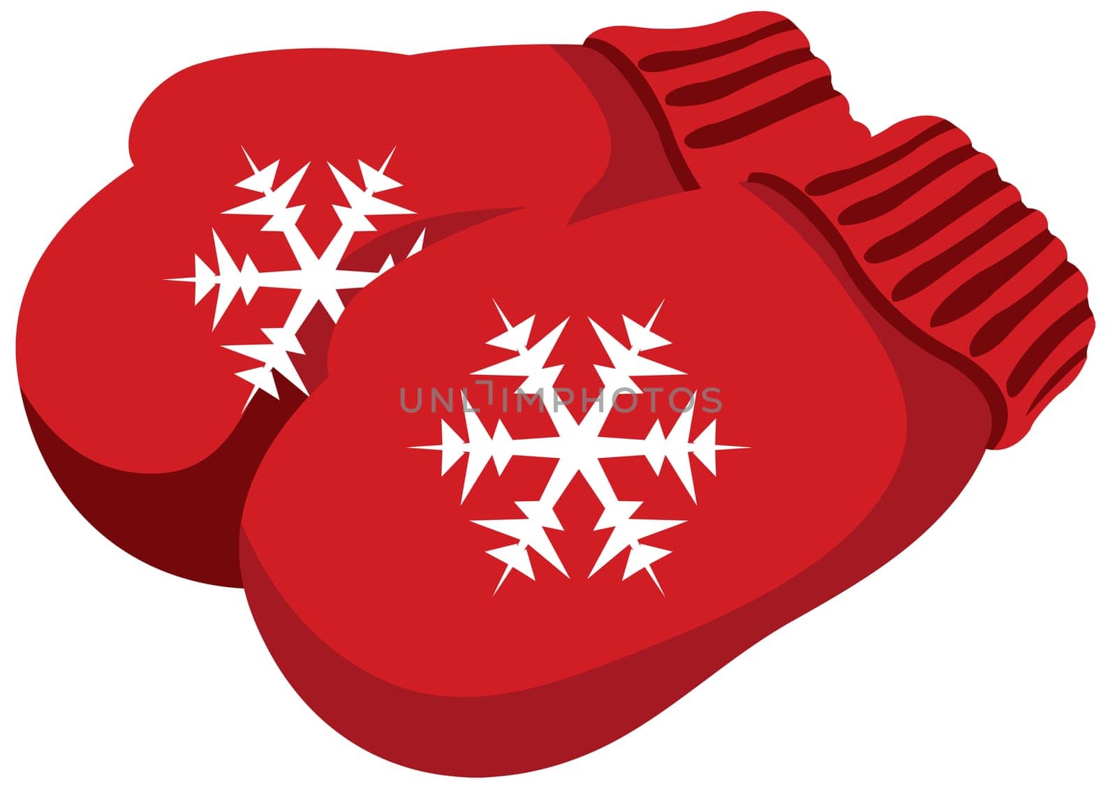 red winter gloves snowflake cold pair illustration