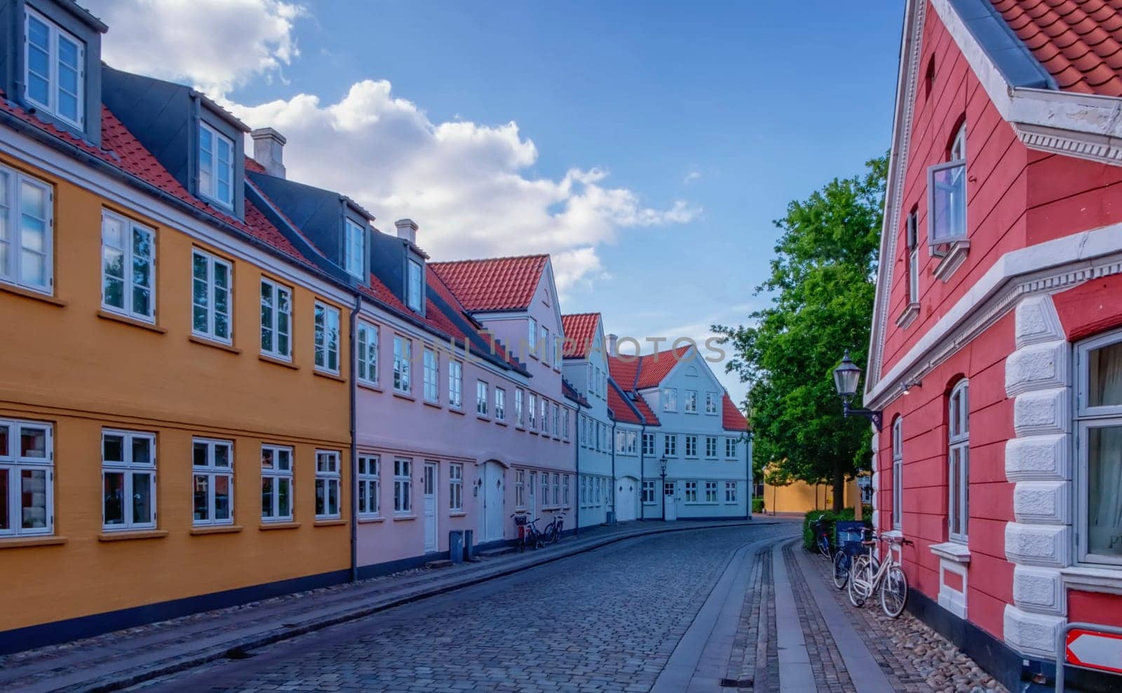 Street in famous medieval city of Ribe, Denmark