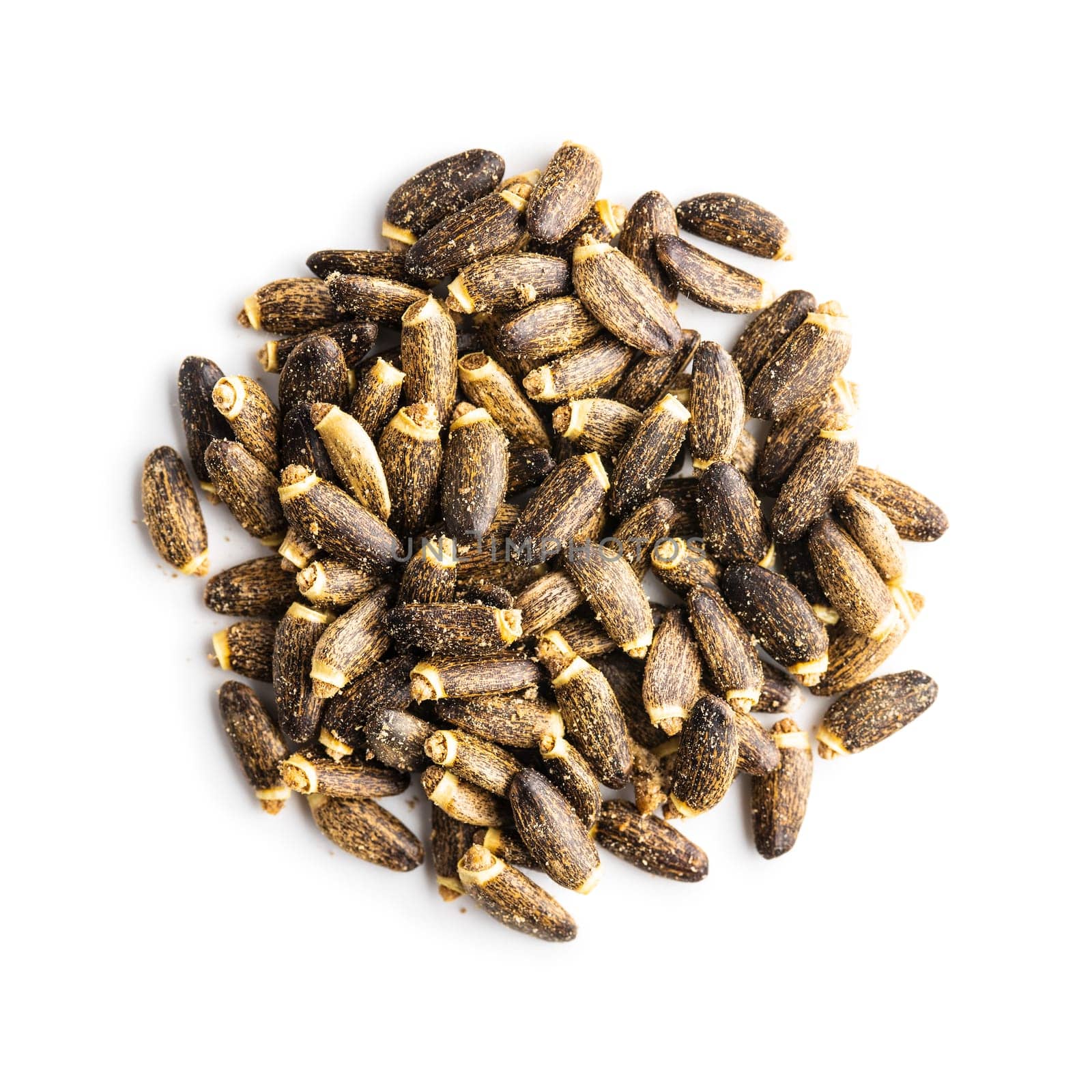 Milk thistle seeds isolated on white background.