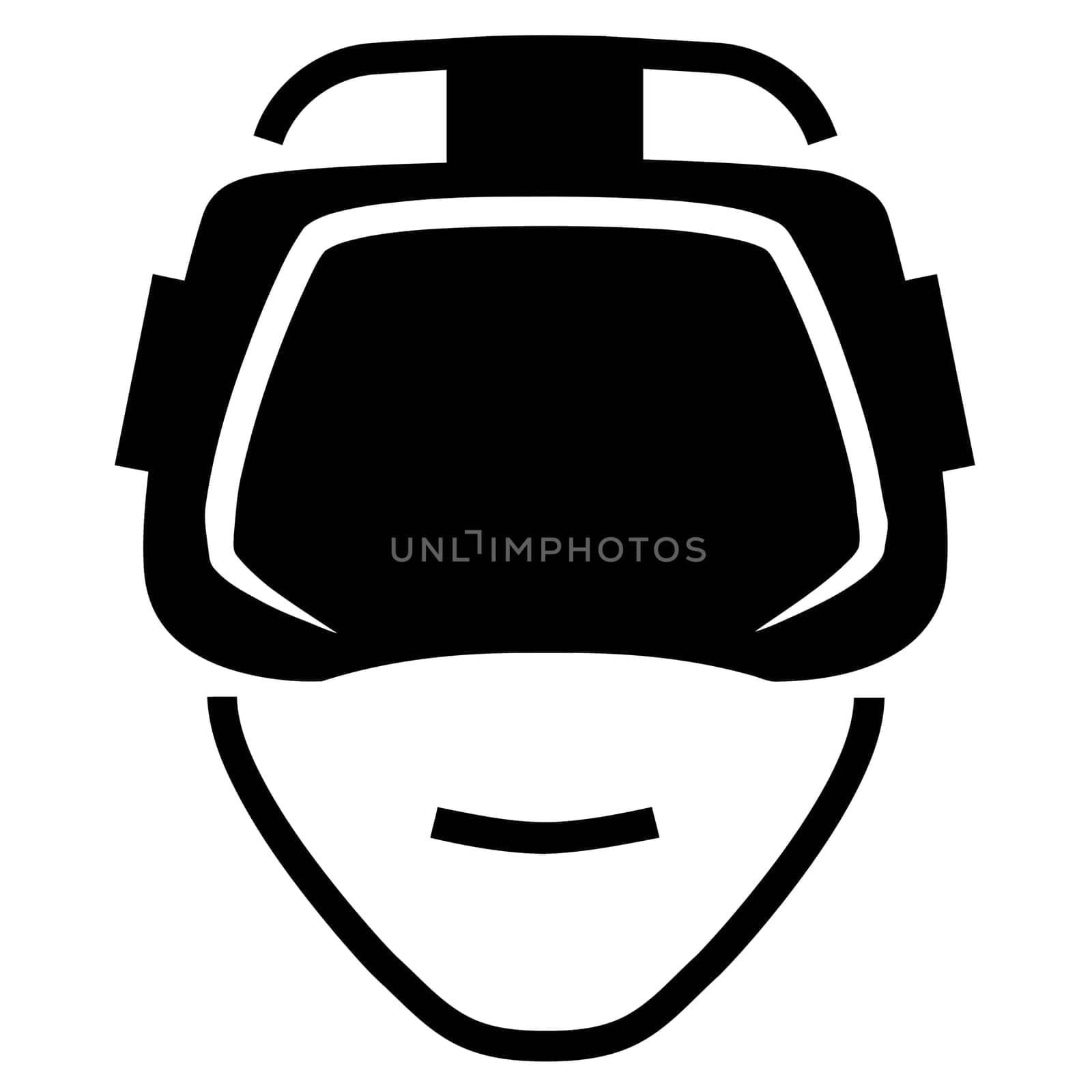 virtual reality glasses helmet technology smile black silhouette illustration