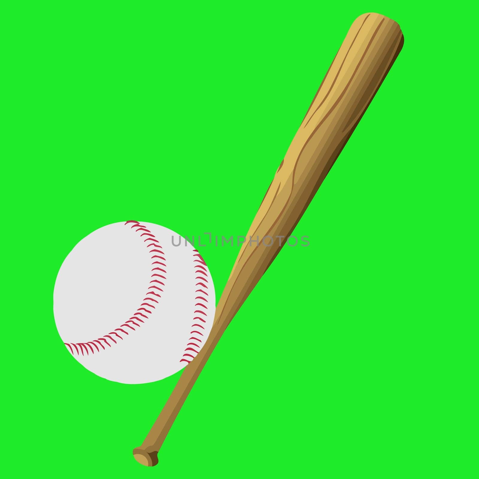 wooden baseball bat sport equipment american game ball illustration