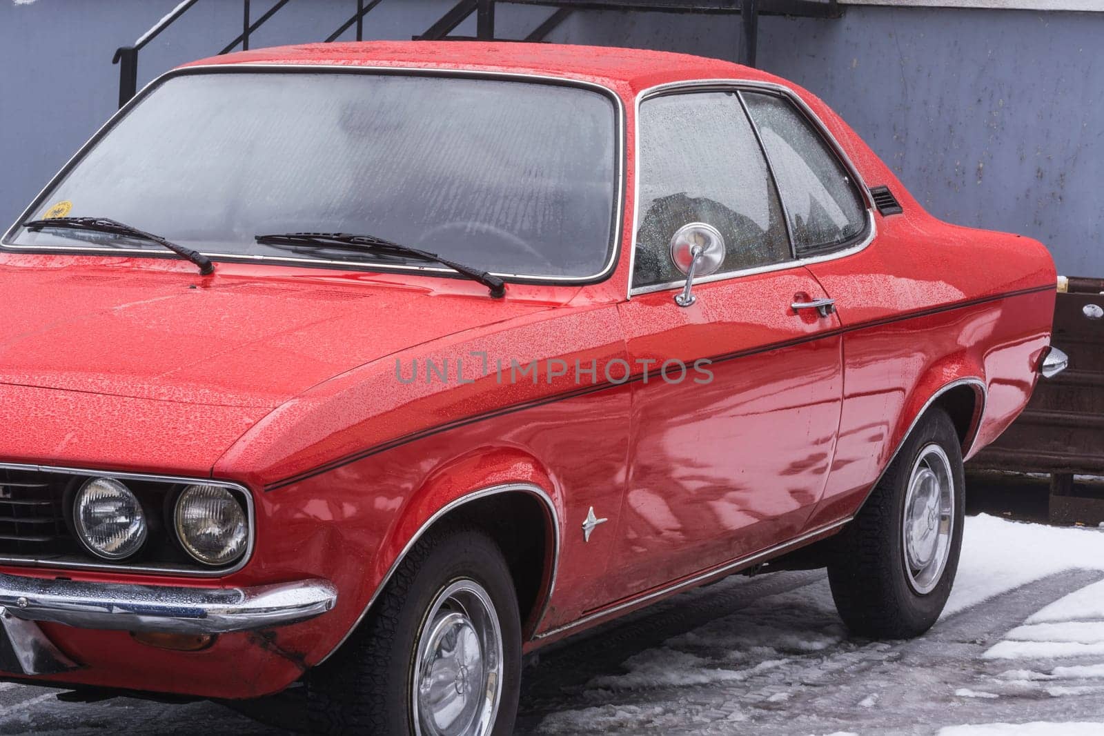 VELBERT, NRW, GERMANY - MARCH 07, 2016:.Oldtimer, red Opel Manta in a public parking in Velbert, Germany.