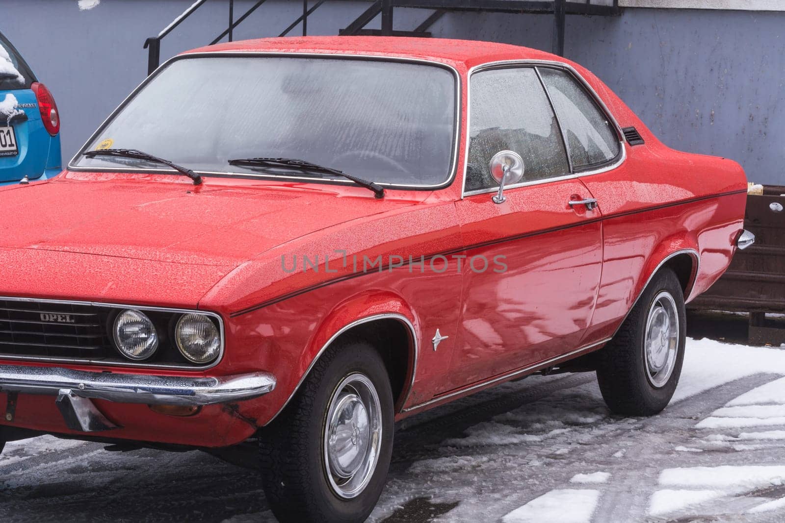 VELBERT, NRW, GERMANY - MARCH 07, 2016:.Oldtimer, red Opel Manta in a public parking in Velbert, Germany.