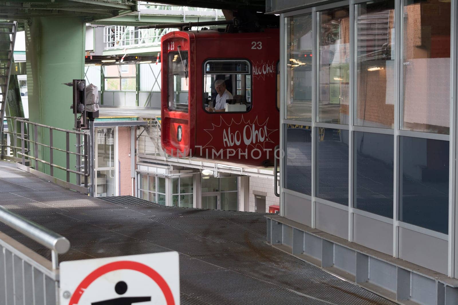 WUPPERTAL  NRW  GERMANY - JULY 31  2017:. Suspension railway in the station Wuppertal Vohwinkel.Die Hochbahn is used for public transport.