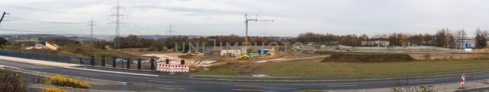 VELBERT, NRW, GERMANY - NOVEMBER 23, 2016:.Motorway A 44 to Dusseldorf. View of a construction site area.