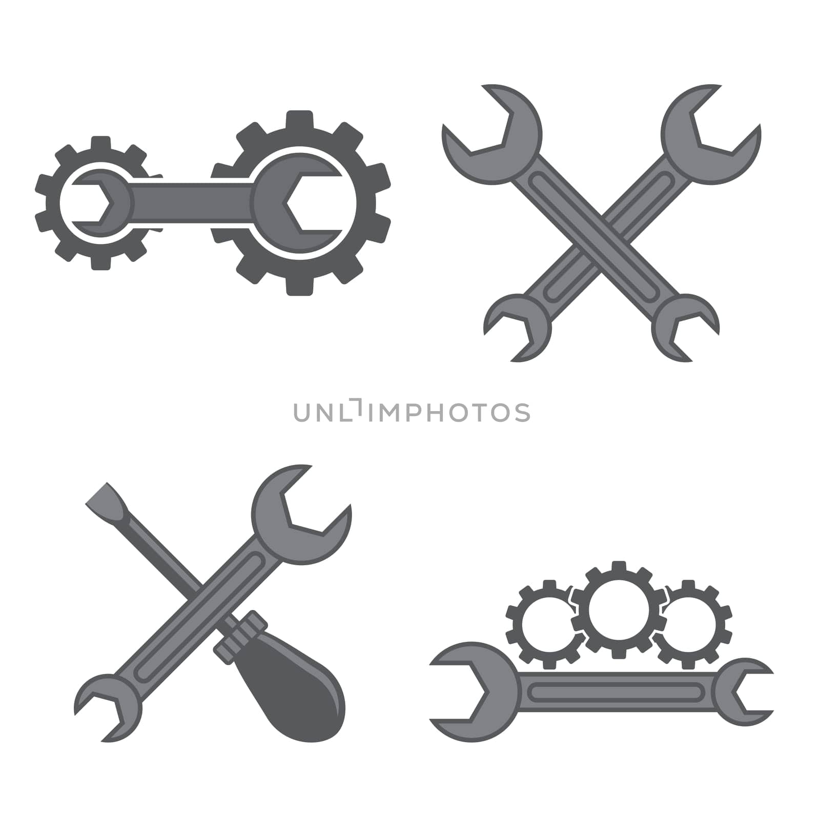 Repair Icon with Wrench and Gear Isolated on White Background. Mechanic Service Concept . Technical Maintenance. Troubleshooting Banner. Tech Support.