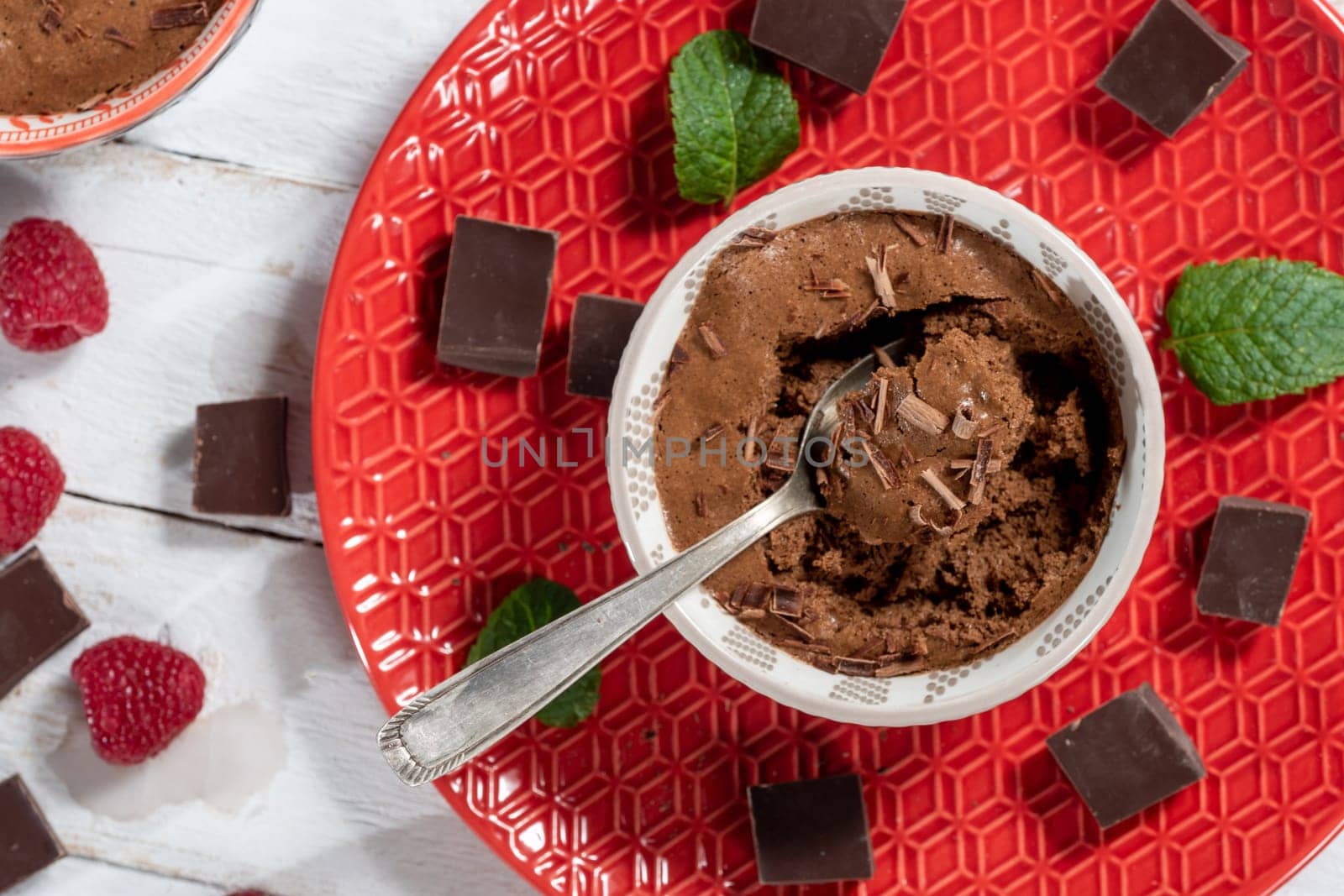 bowl of delicious homemade chocolate mousse