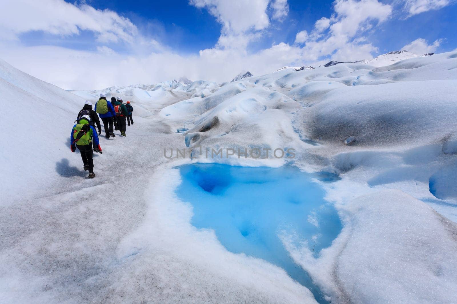 Walking on Perito Moreno glacier Patagonia, Argentina. Patagonian scenery