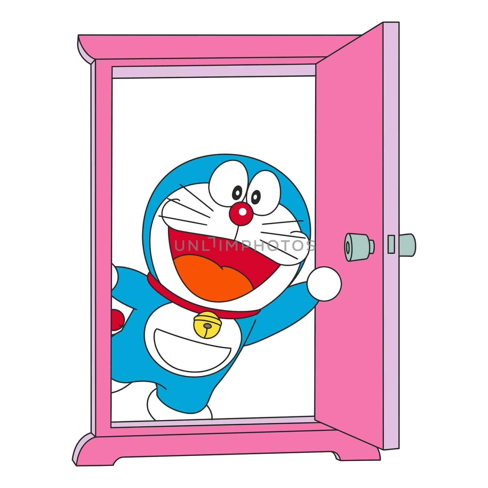 doraemon character japan manga open door hello editorial illustration
