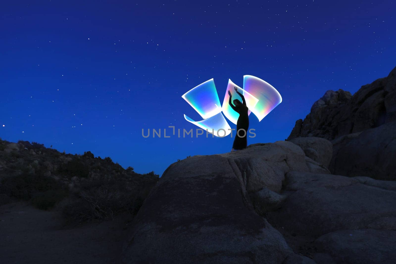 Creative Light Painting Girl With Color and Tube Lighting