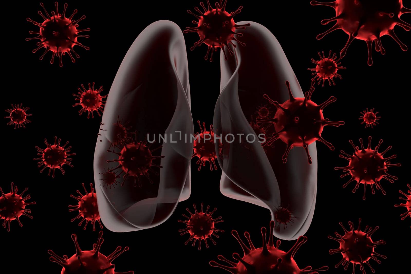 Medical 3d illustration infected with Coronavirus COVID-19, a respiratory cell virus influenza virus in China.