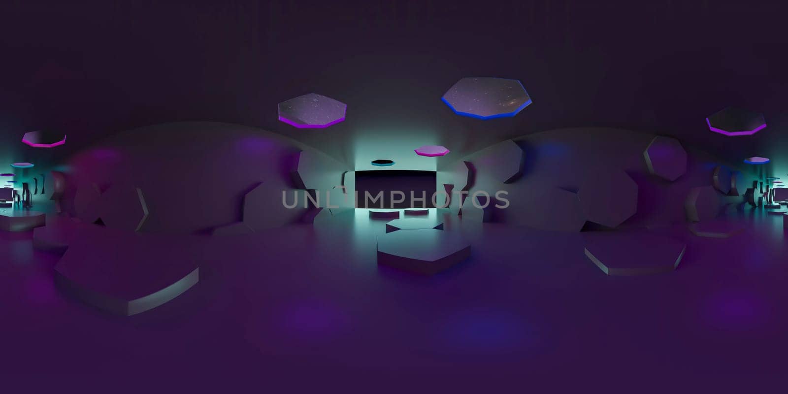 3d illustration, 3d rendering, vr 360 panorama abstract images of the geometry background