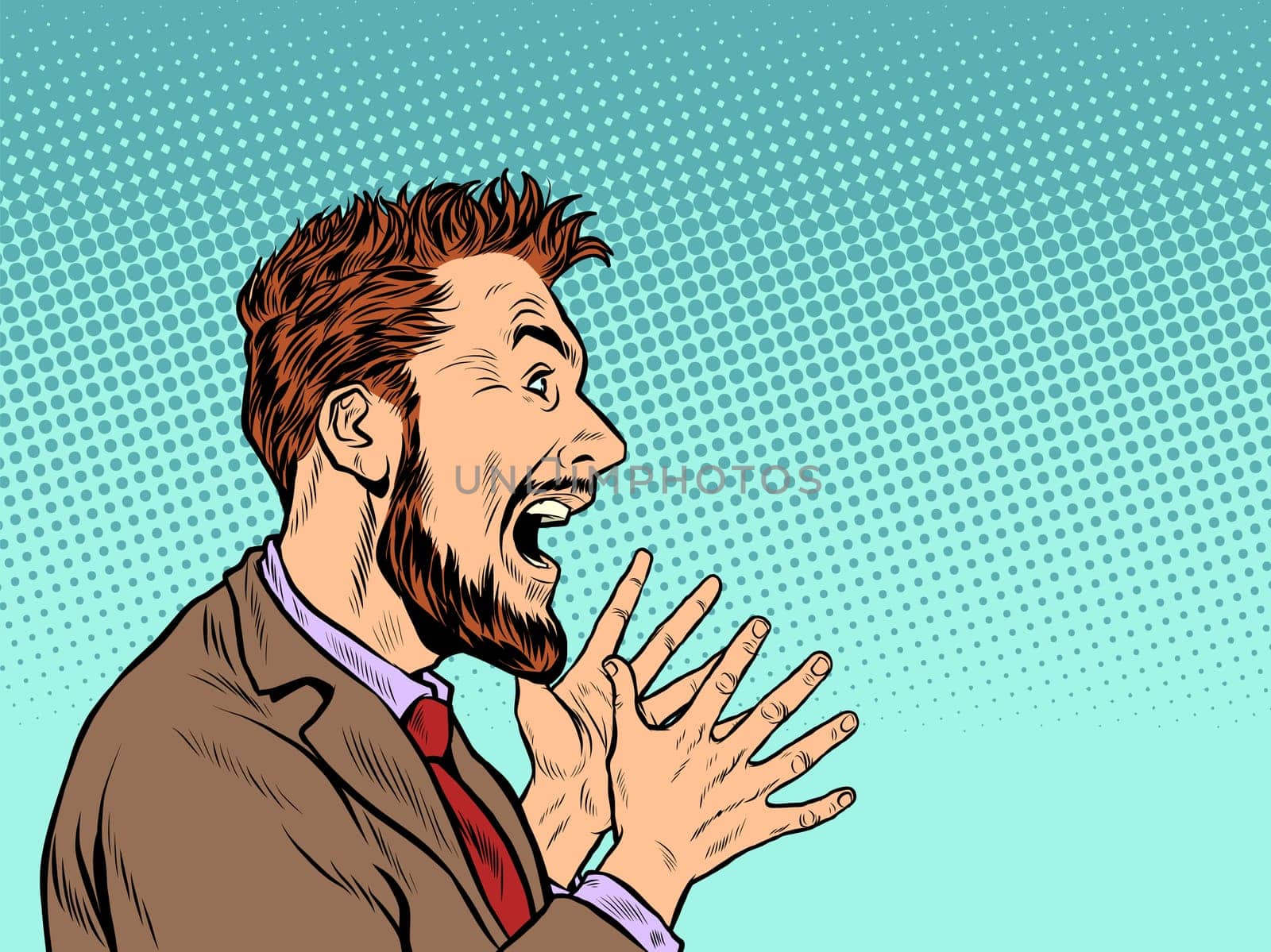 Emotional man screaming. Pop art retro vector illustration vintage kitsch 50s 60s style
