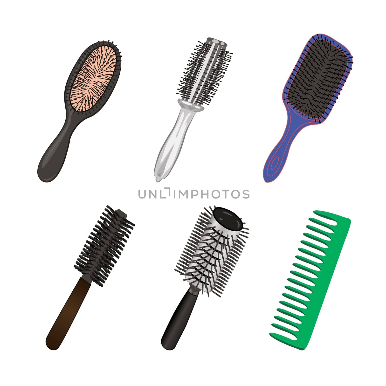 Set of brushes for hairstylist