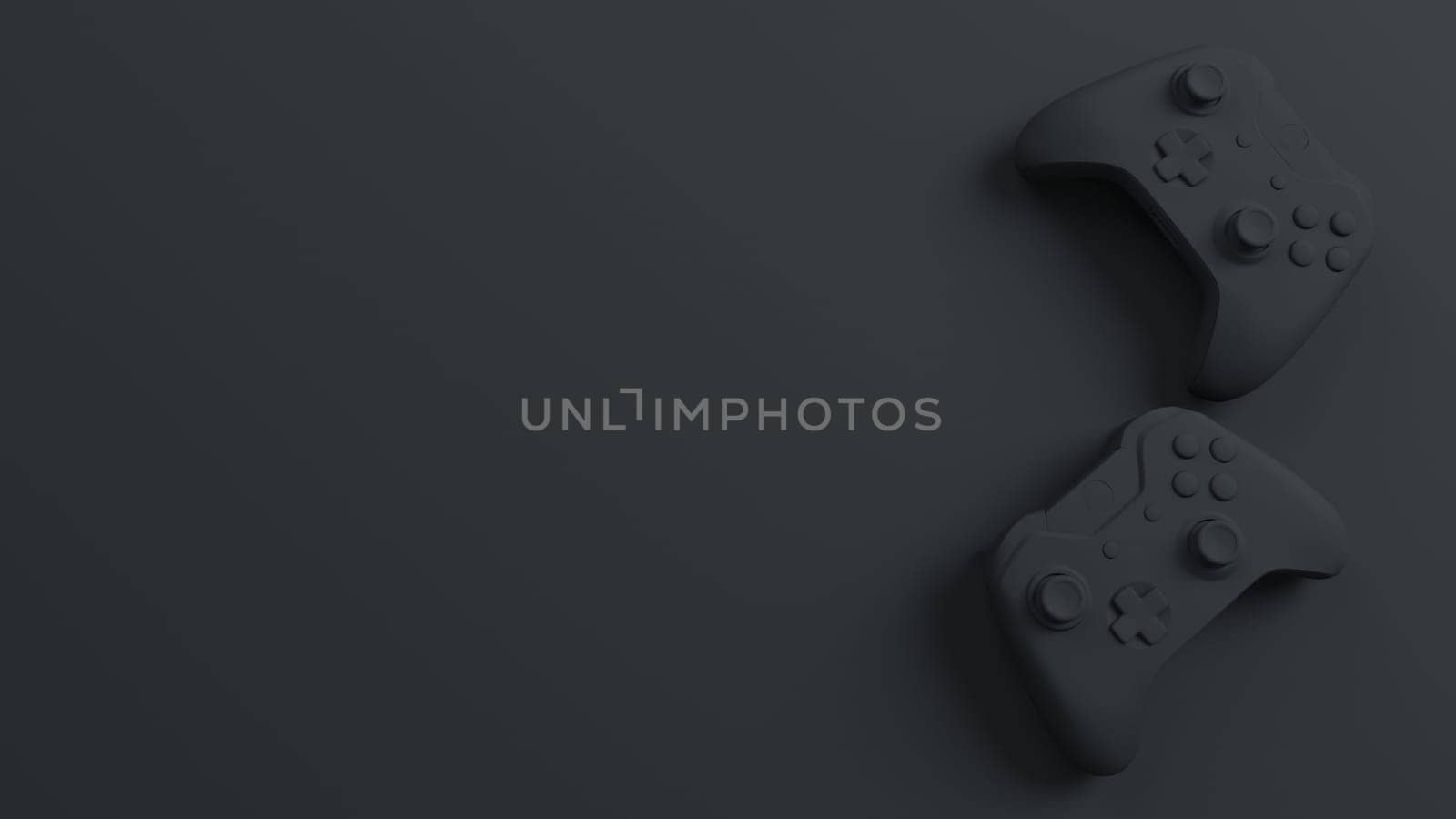 Game competition. single grey color joystick with some background 3D rendering