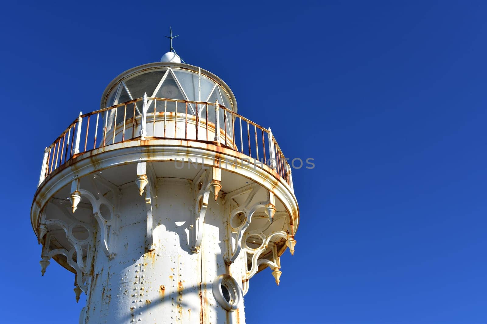 An old and rusty lighthouse.